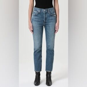 AGOLDE Riley Straight High Rise Crop Denim Distressed Women’s Size 31.